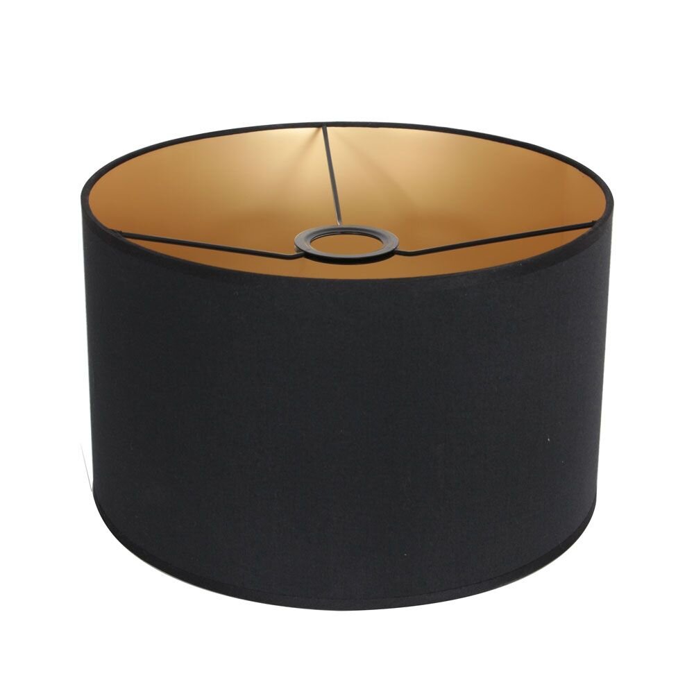Abat-jour cylindrique en lin noir intérieur blanc – Ø40 cm