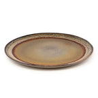 Assiette plate en grès émaillé brun dégradé au bord texturé