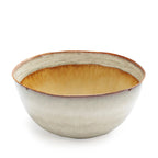 Bol en céramique artisanale bords irréguliers blanc cassé et brun