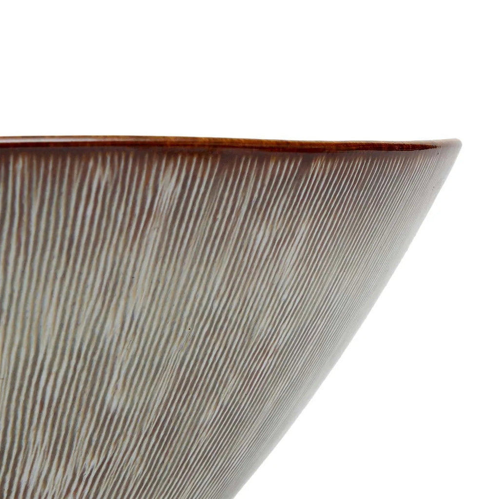 Coupe en céramique striée finition mate brun et gris – Set de 2