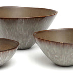 Coupe en céramique striée finition mate brun et gris – Set de 2