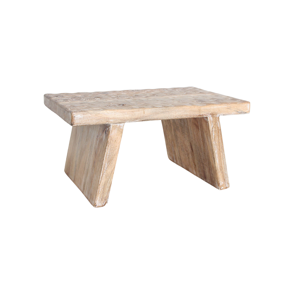 Table basse rectangulaire en bois de manguier naturel sculpté – 40x25 cm