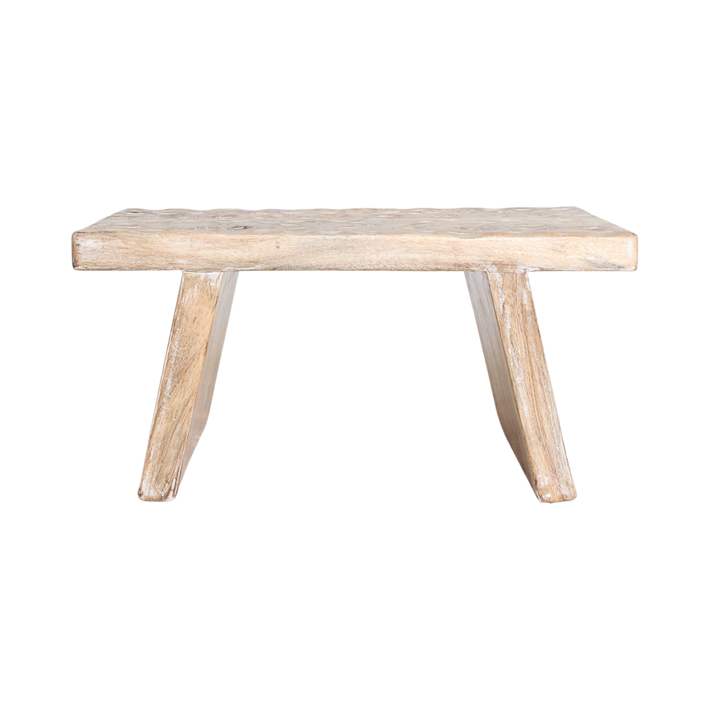 Table basse rectangulaire en bois de manguier naturel sculpté – 40x25 cm