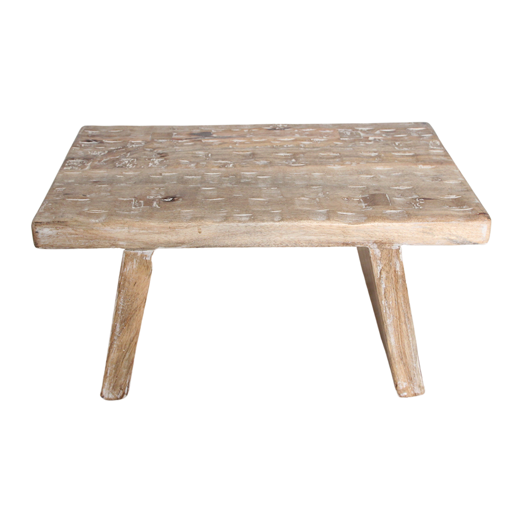Table basse rectangulaire en bois de manguier naturel sculpté – 40x25 cm