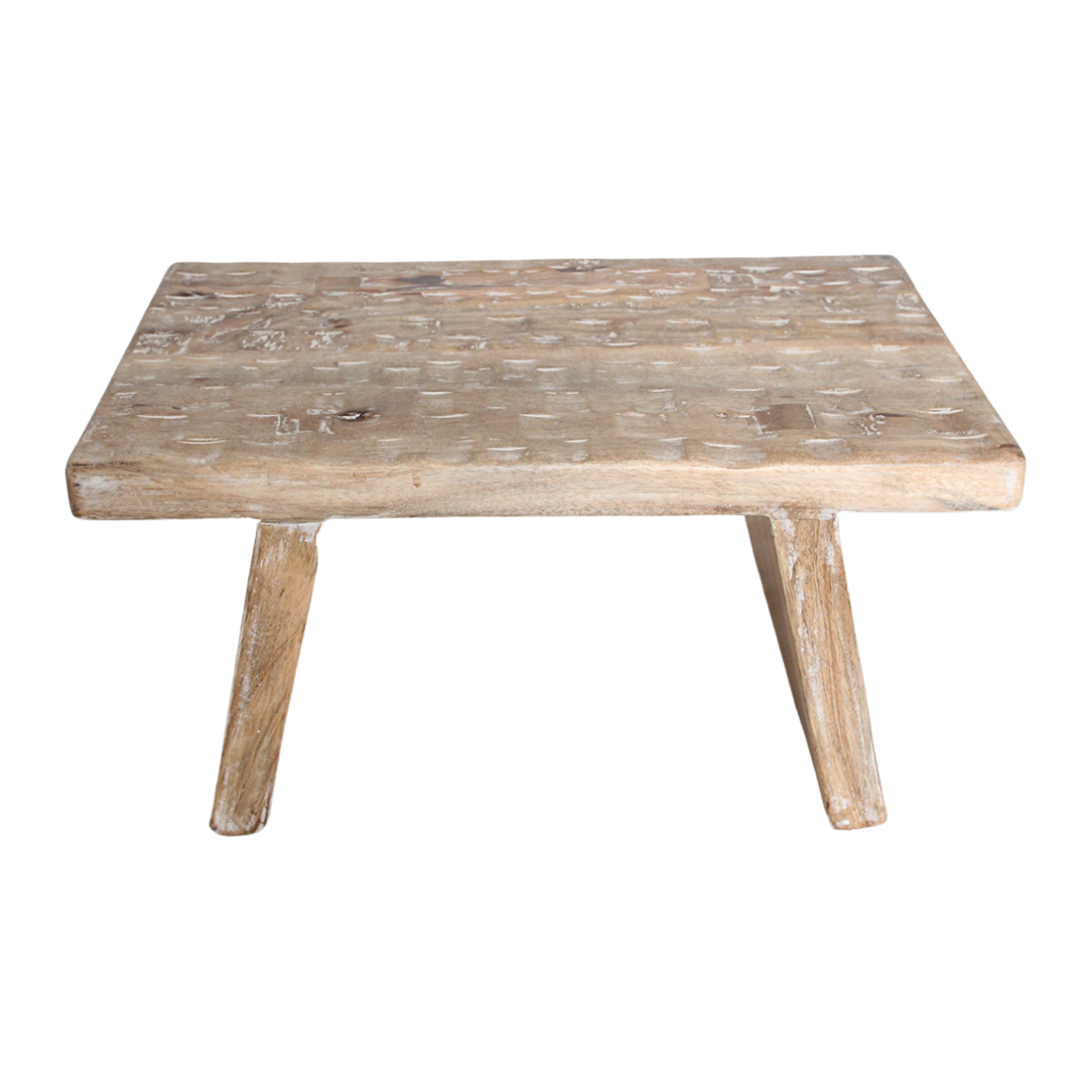 Table basse rectangulaire en bois de manguier naturel sculpté – 40x25 cm
