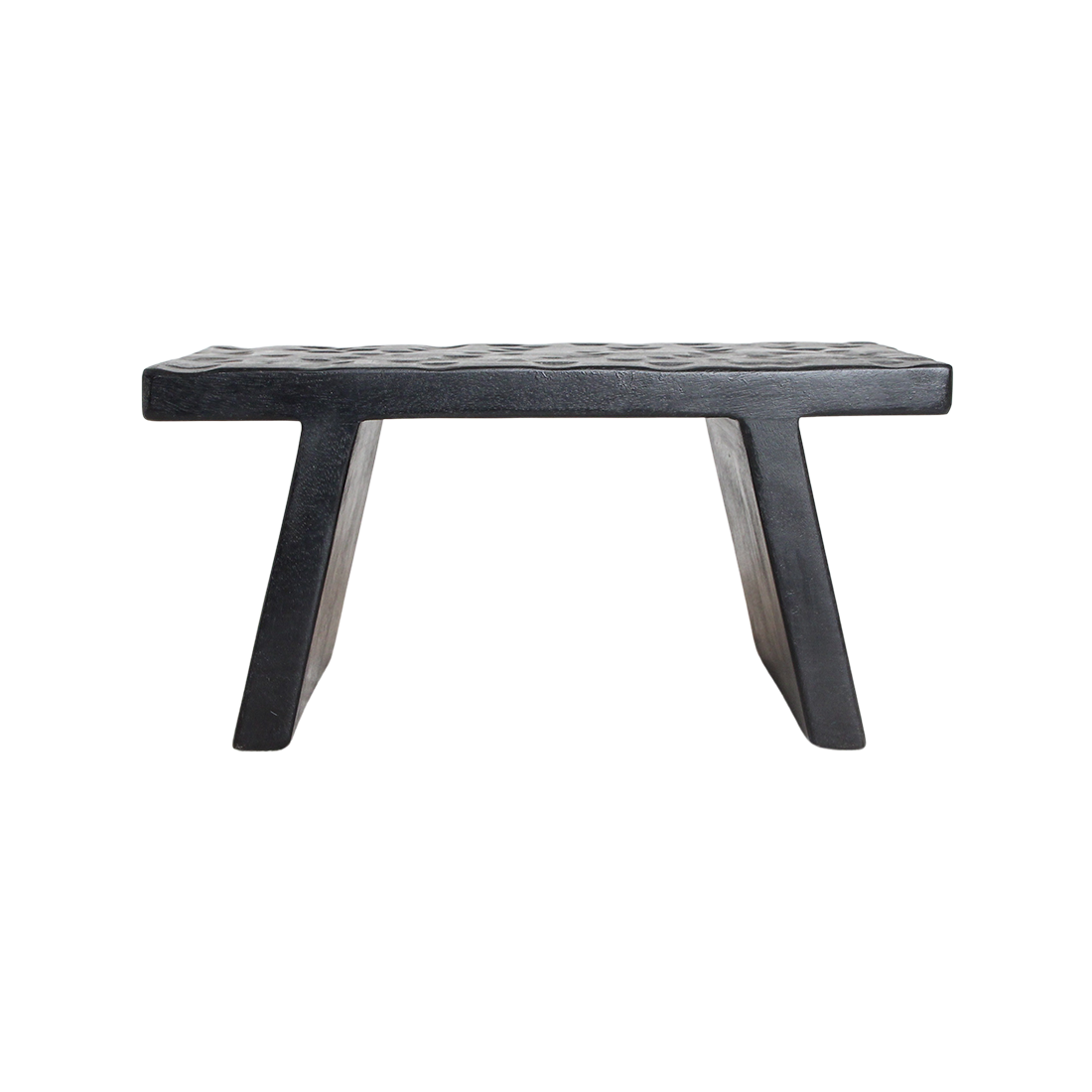 Tabouret artisanal en bois de manguier noir pour salon ou chambre – 40x25 cm