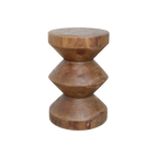 Table d’appoint en teck massif forme sablier finition naturelle – H45 cm