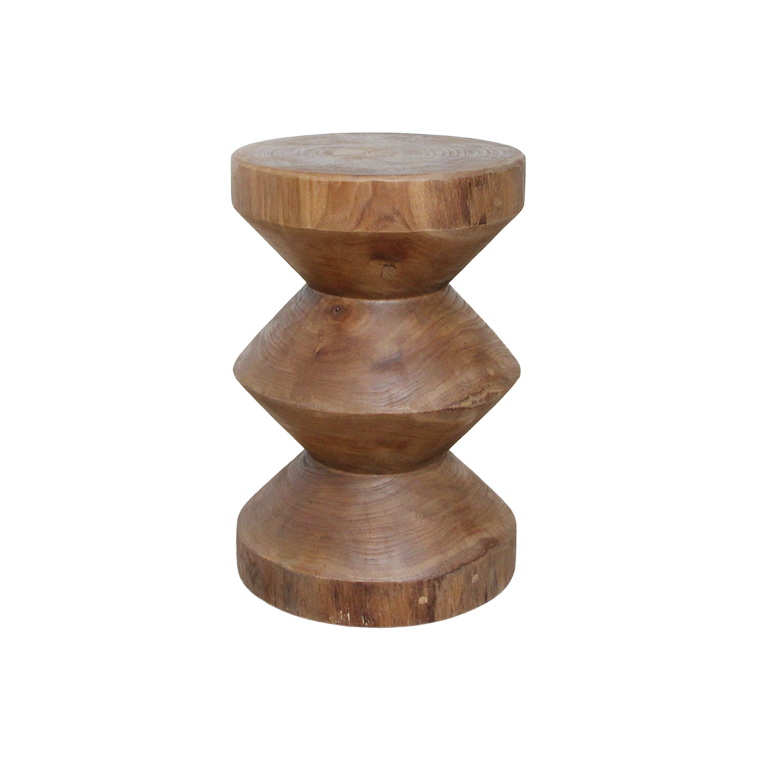 Table d’appoint en teck massif forme sablier finition naturelle – H45 cm
