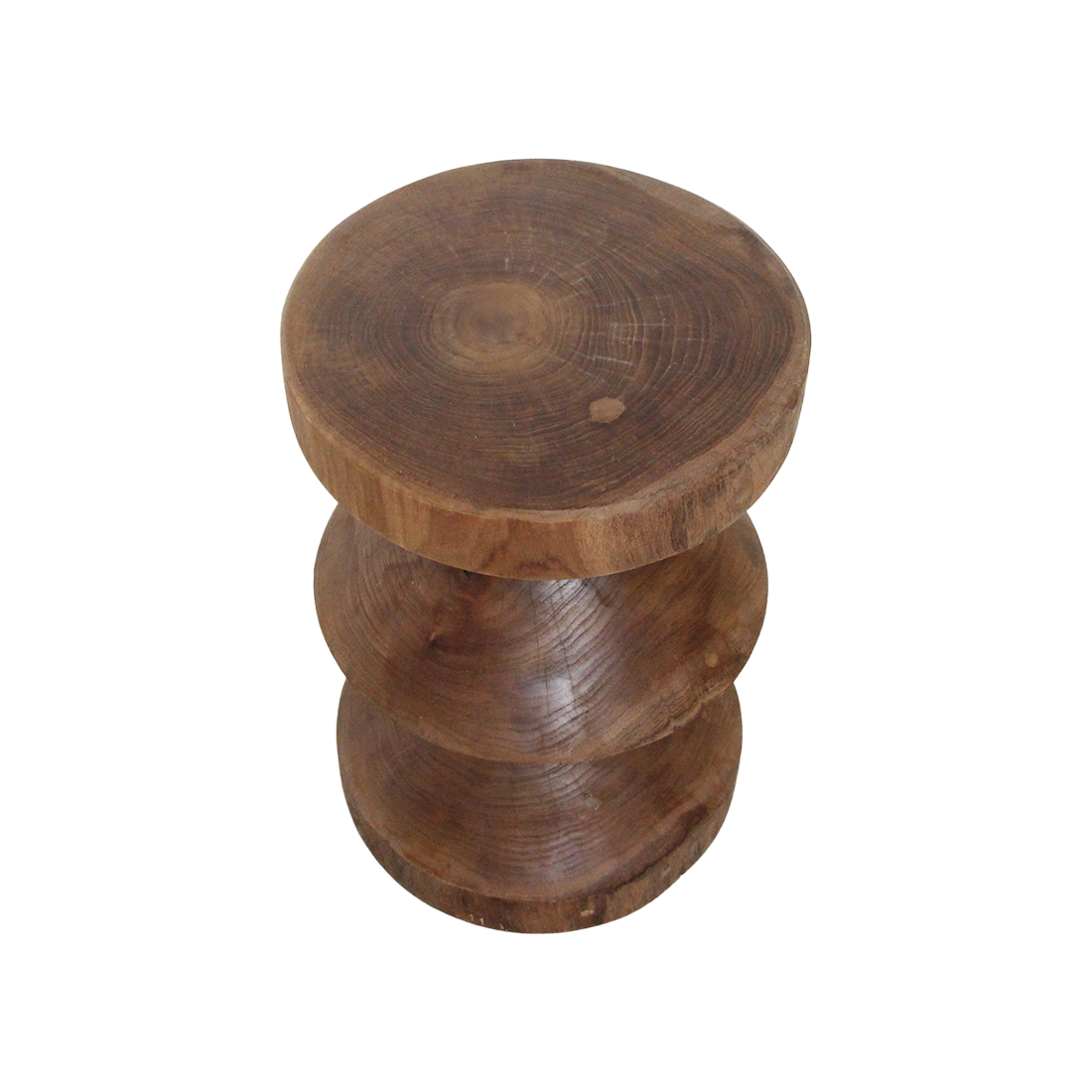 Table d’appoint en teck massif forme sablier finition naturelle – H45 cm