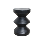 Table d’appoint en teck noir forme sablier sculptée – H45 cm