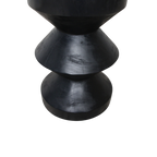 Table d’appoint en teck noir forme sablier sculptée – H45 cm
