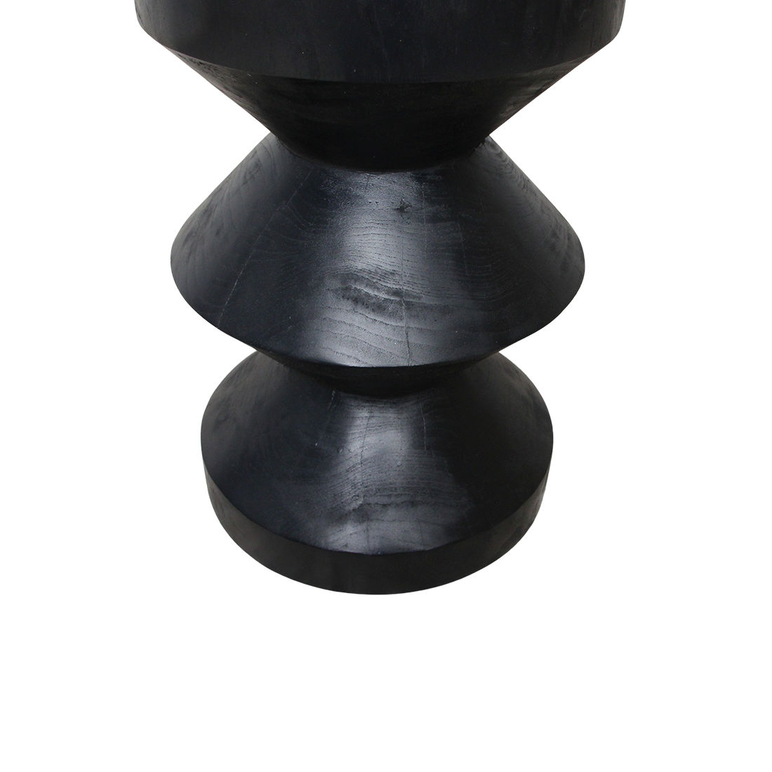Table d’appoint en teck noir forme sablier sculptée – H45 cm