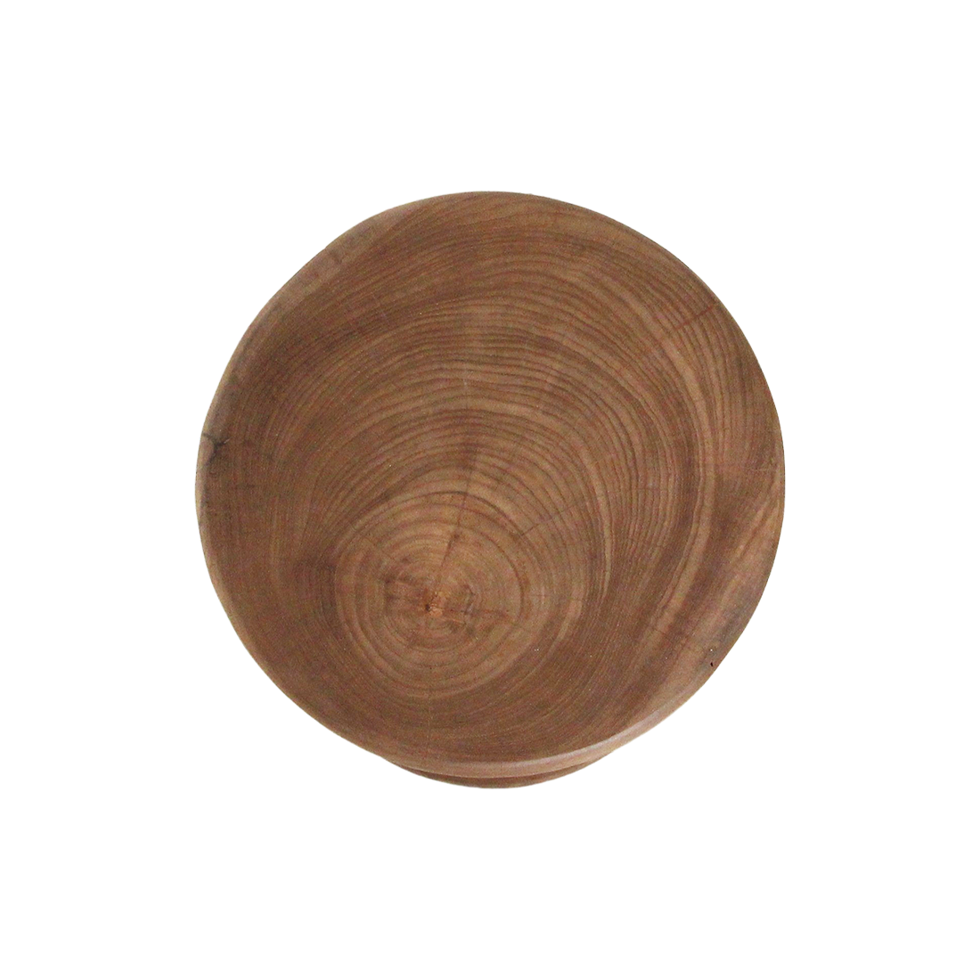 Tabouret en teck massif forme totem finition bois naturel – H45 cm