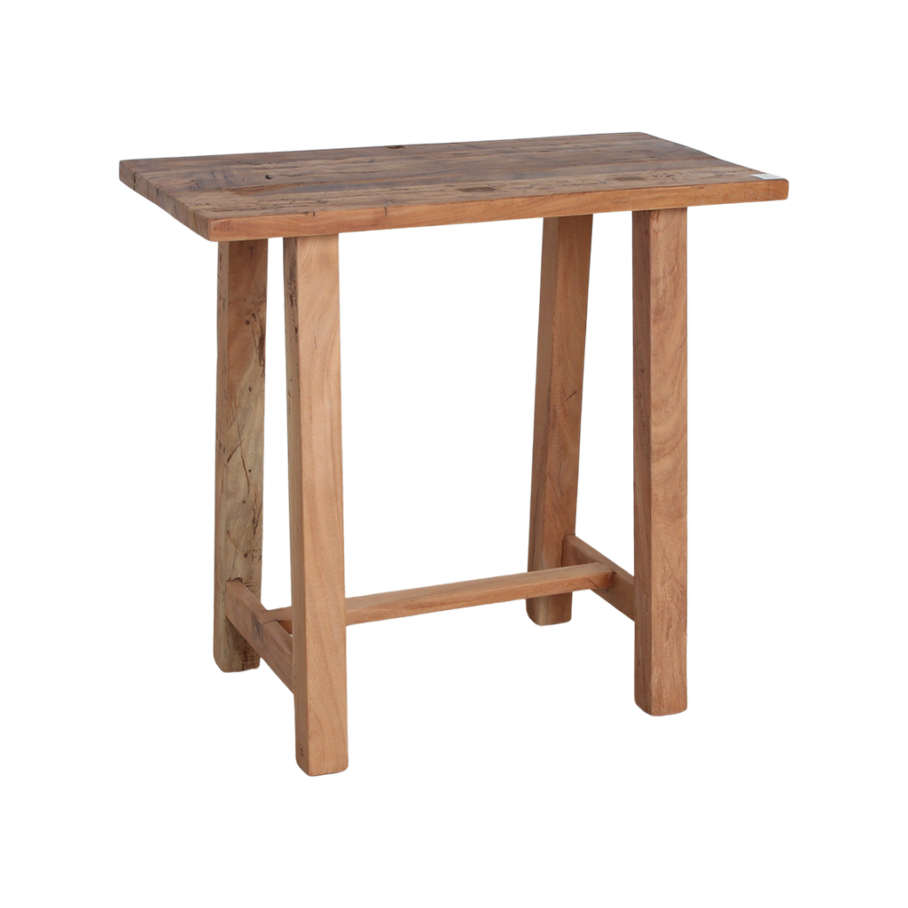Table d’appoint en bois recyclé forme organique brun naturel – 85x43 cm