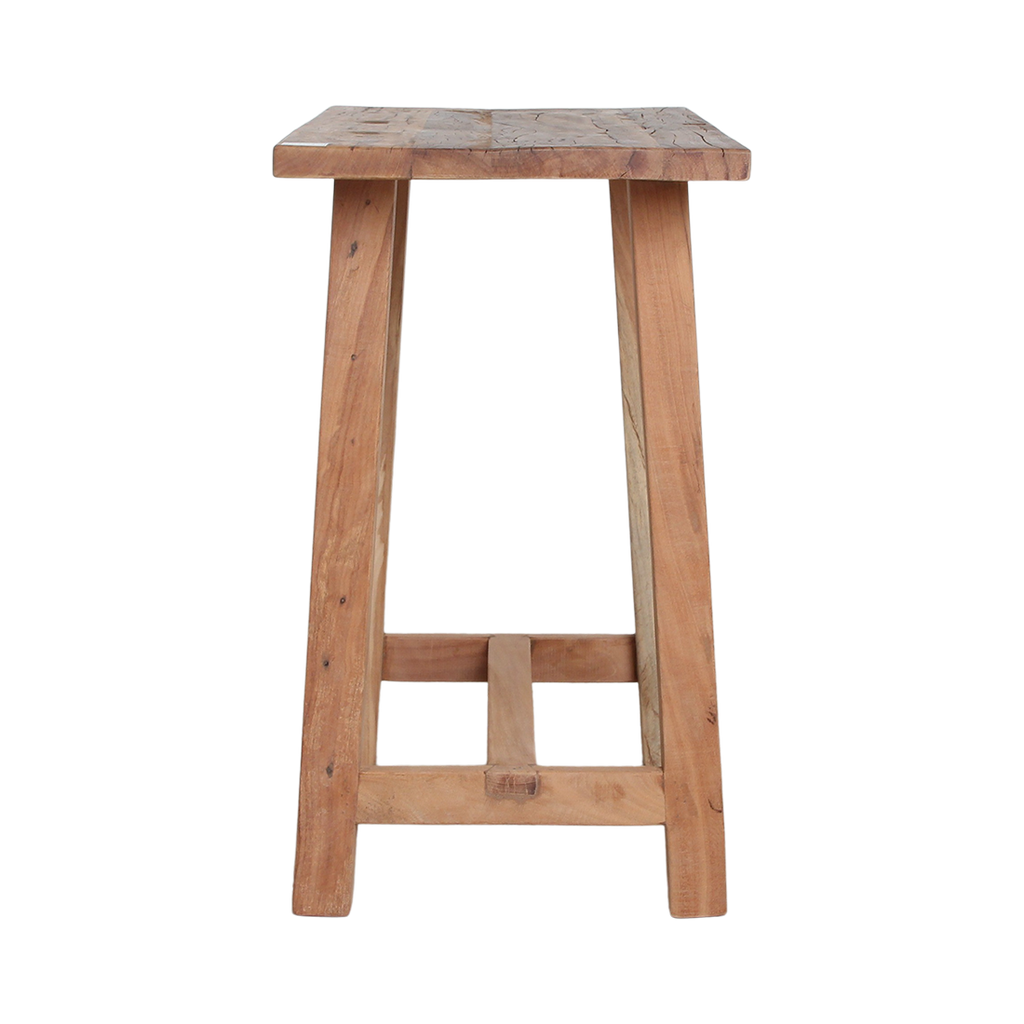 Table d’appoint en bois recyclé forme organique brun naturel – 85x43 cm