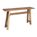 Console en bois recyclé clair avec étagère – 140x30 cm