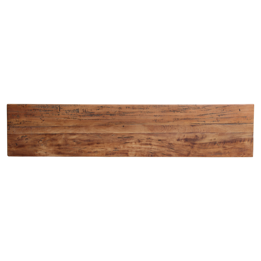 Console en bois recyclé clair avec étagère – 140x30 cm