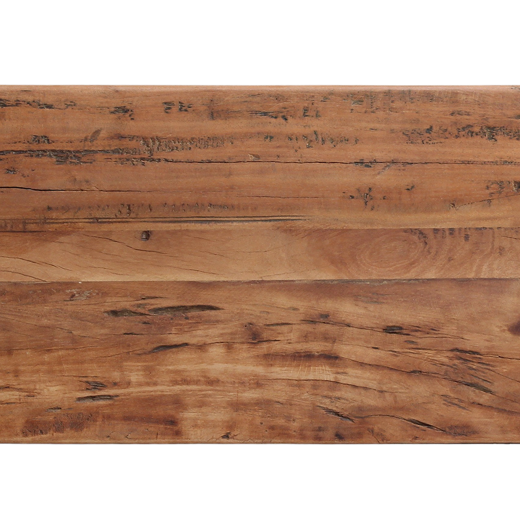 Console en bois recyclé clair avec étagère – 140x30 cm