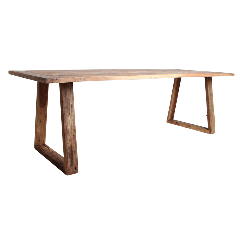 Table à manger en teck recyclé avec pieds trapézoïdaux – 240x90 cm