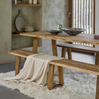 Table à manger en teck recyclé avec pieds trapézoïdaux – 240x90 cm