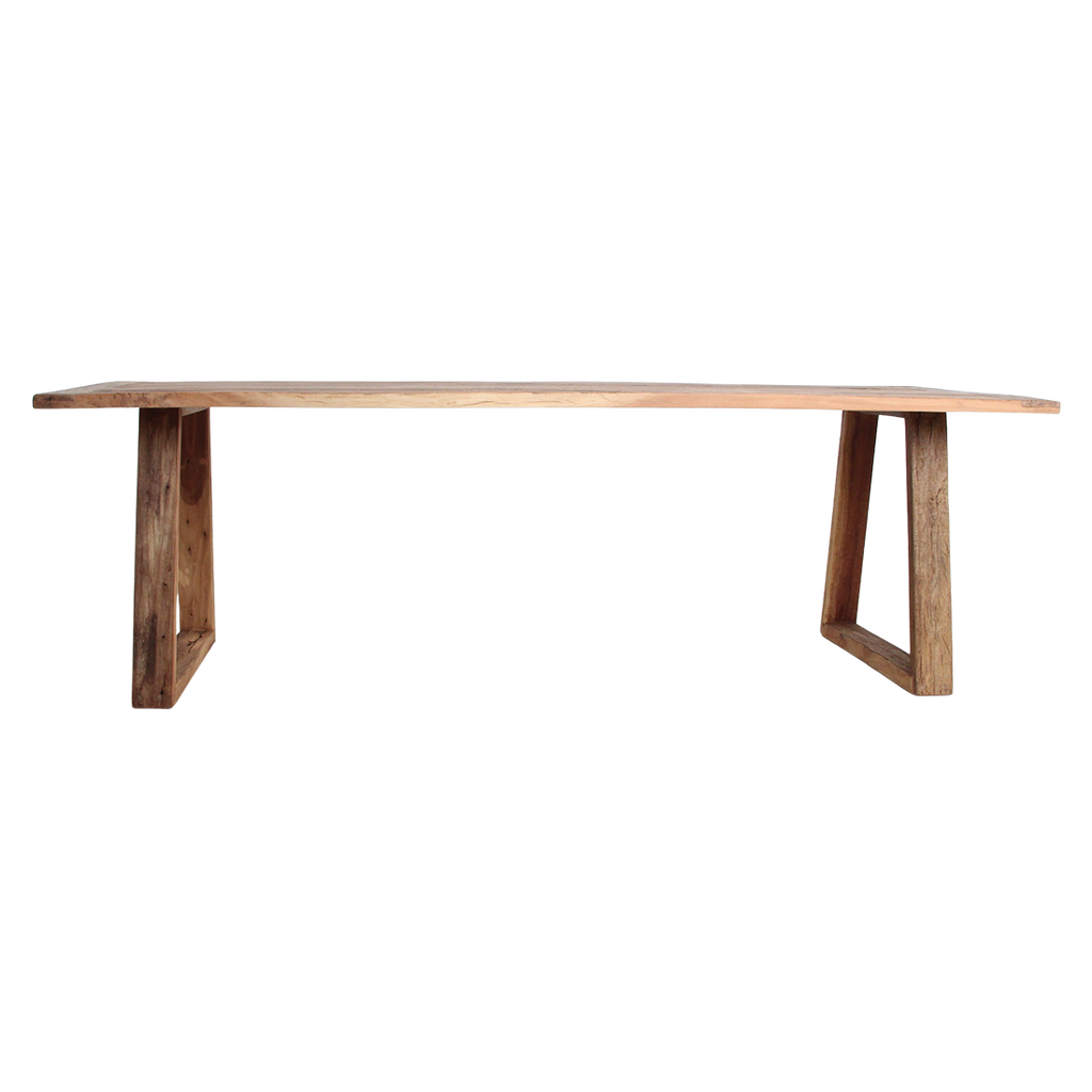 Table à manger en teck recyclé avec pieds trapézoïdaux – 240x90 cm