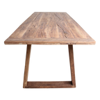 Table à manger en teck recyclé avec pieds trapézoïdaux – 240x90 cm