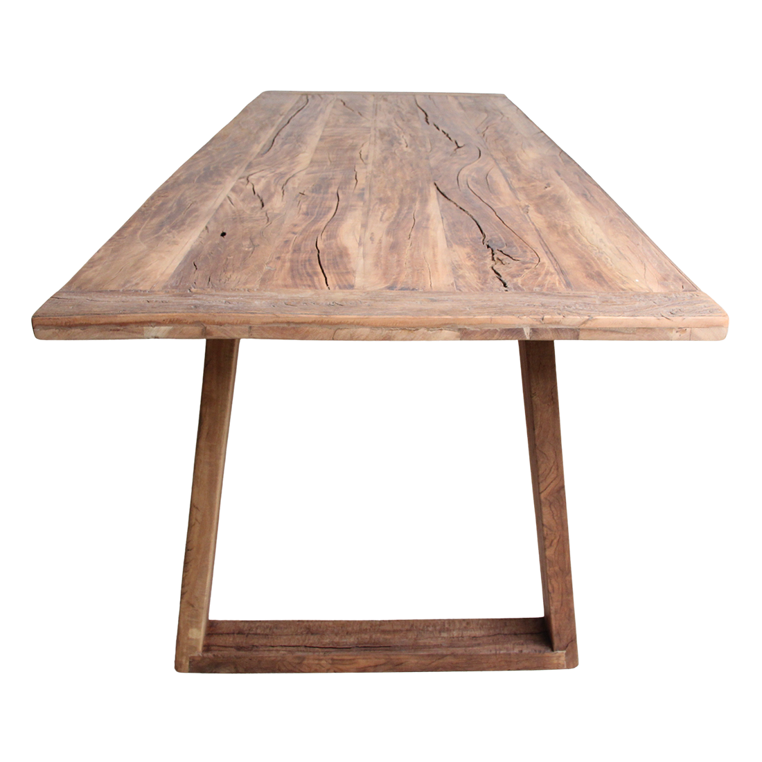Table à manger en teck recyclé avec pieds trapézoïdaux – 240x90 cm