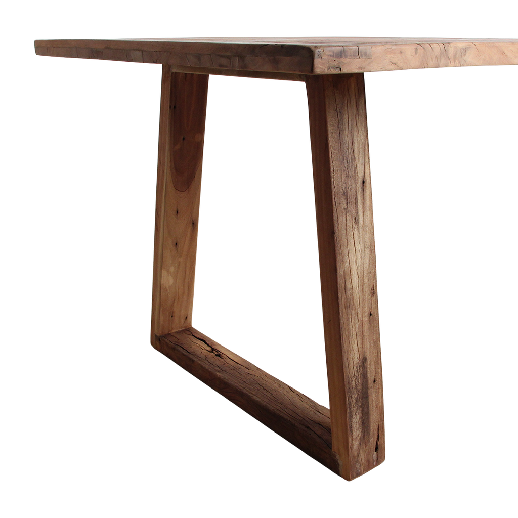 Table à manger en teck recyclé avec pieds trapézoïdaux – 240x90 cm