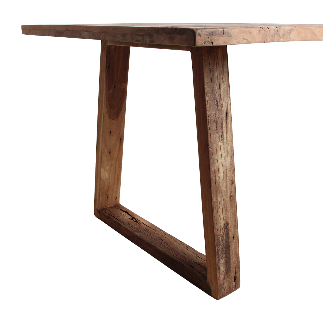 Table à manger en teck recyclé avec pieds trapézoïdaux – 240x90 cm