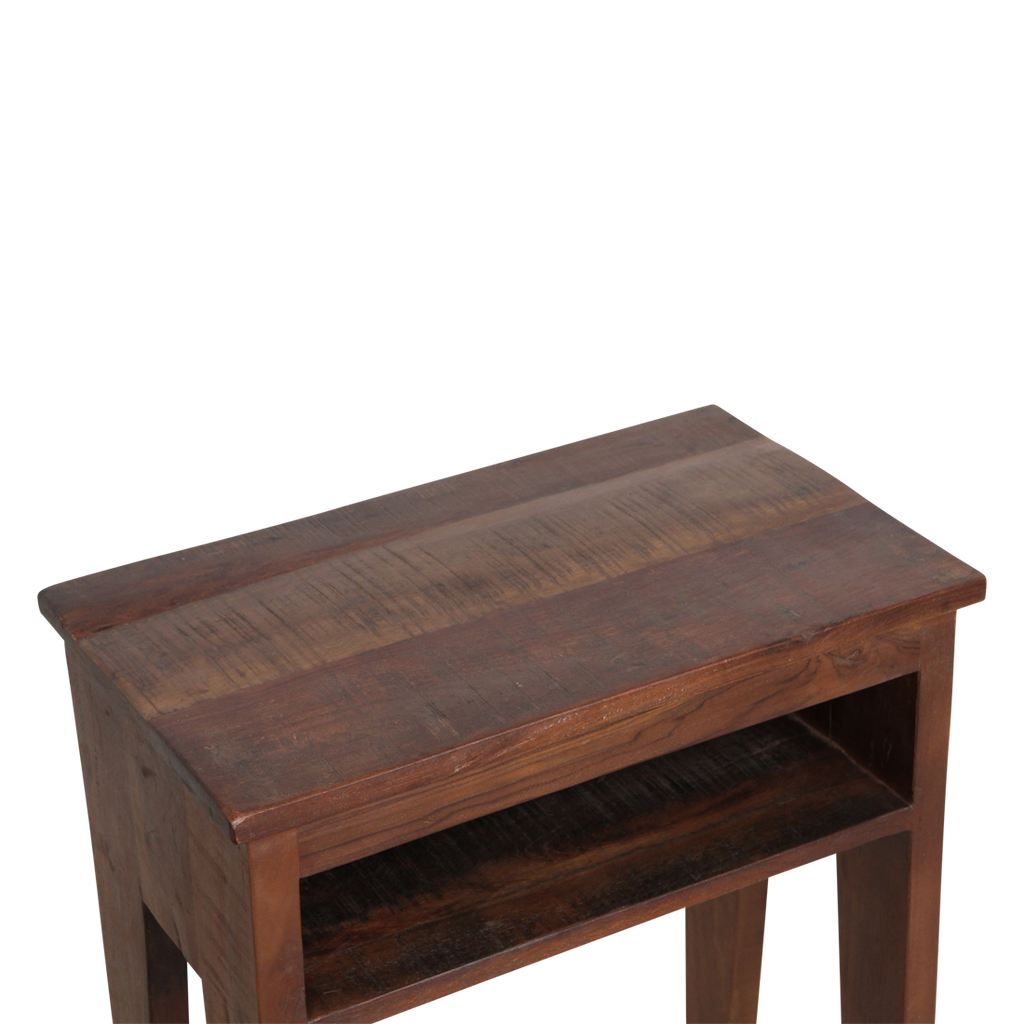 Table de chevet en bois recyclé marron niche ouverte – 50x30 cm