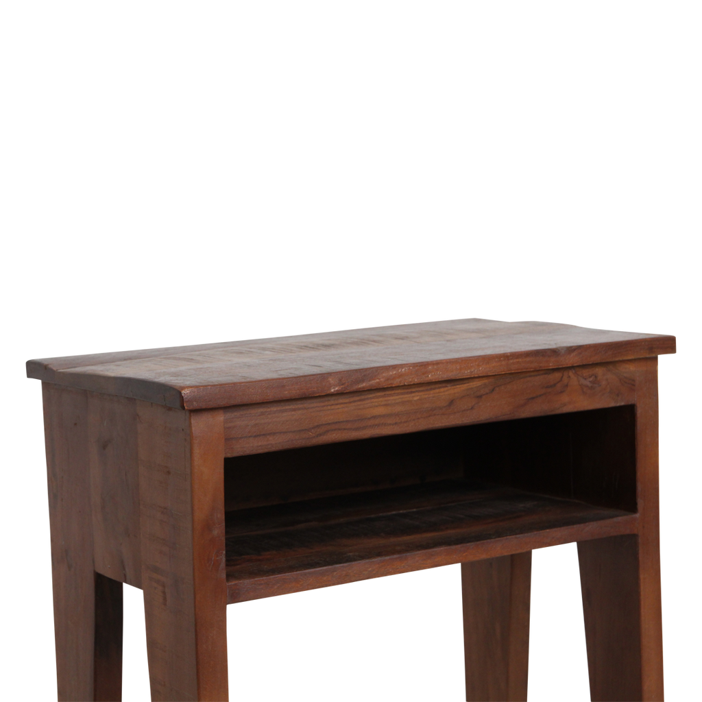 Table de chevet en bois recyclé marron niche ouverte – 50x30 cm