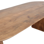 Table à manger bois mangue brun arrondi base mixte – 200x90 cm