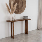 Console murale en bois de manguier brun pieds sculptés – 140x35 cm