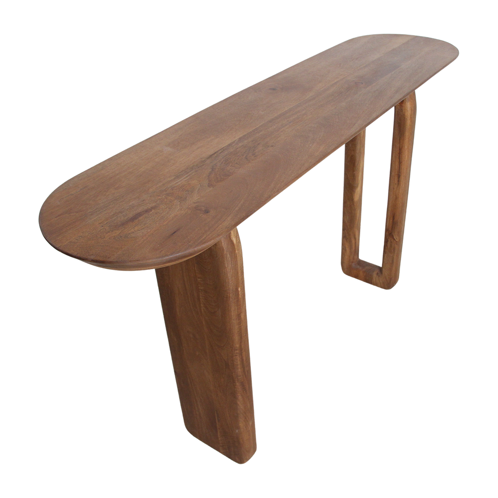 Console murale en bois de manguier brun pieds sculptés – 140x35 cm