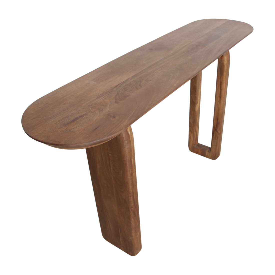 Console murale en bois de manguier brun pieds sculptés – 140x35 cm