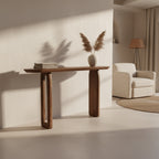 Console murale en bois de manguier brun pieds sculptés – 140x35 cm