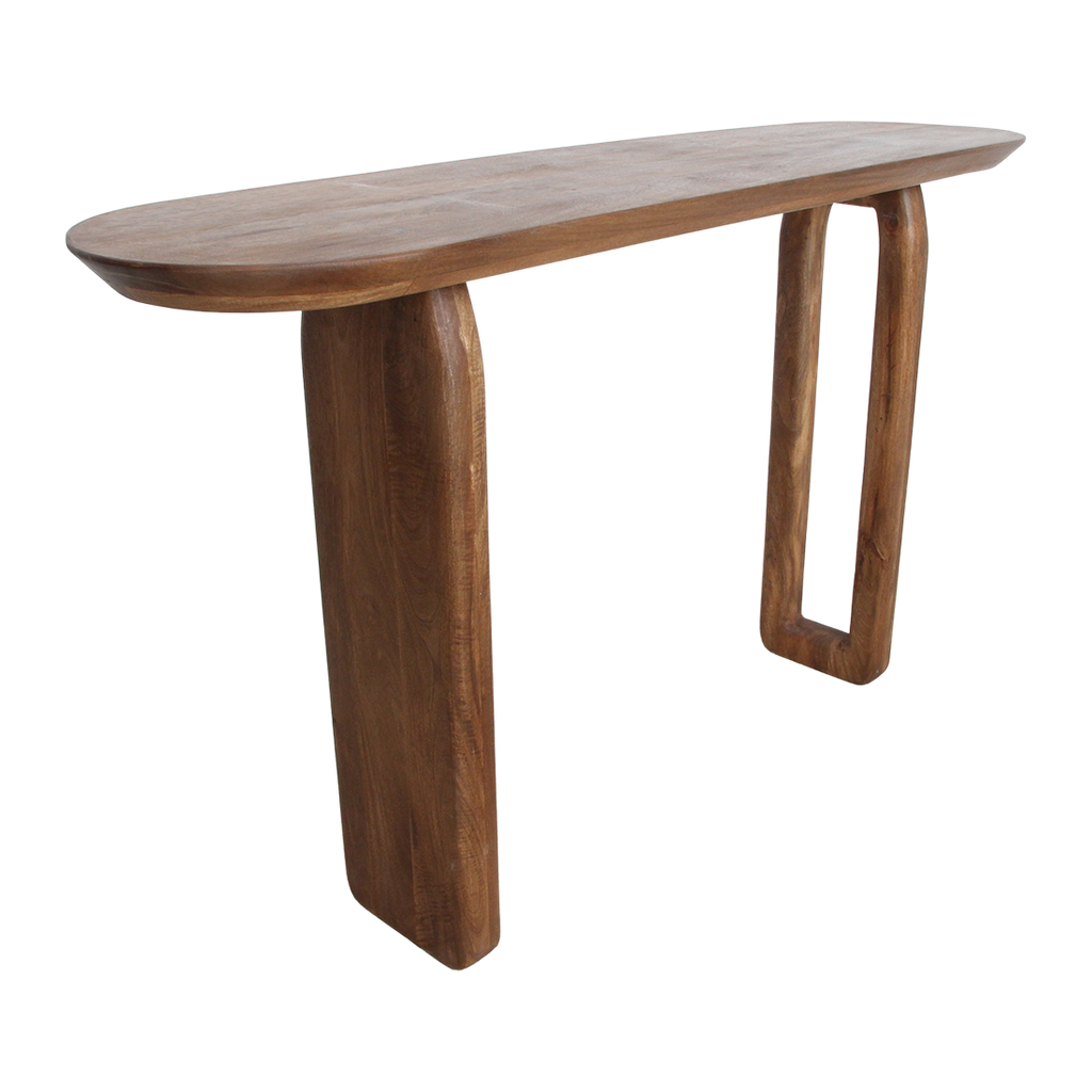 Console murale en bois de manguier brun pieds sculptés – 140x35 cm