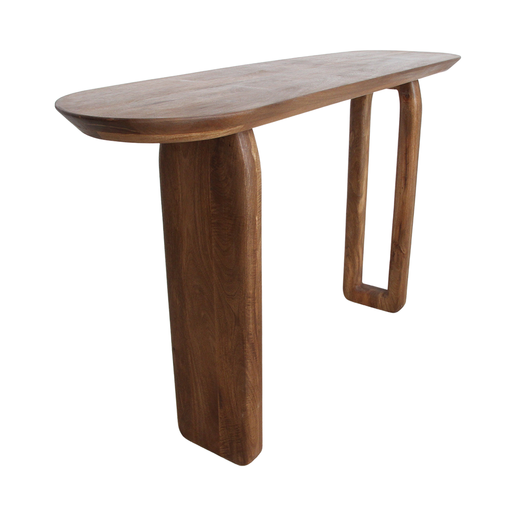 Console murale en bois de manguier brun pieds sculptés – 140x35 cm
