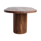 Table à manger ovale en bois de manguier brun pied central – 180x110 cm