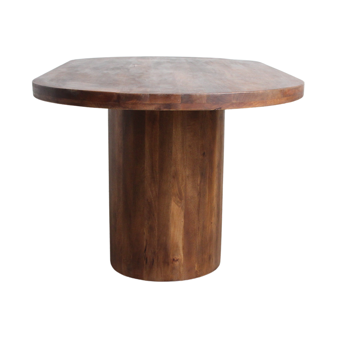 Table à manger ovale en bois de manguier brun pied central – 180x110 cm