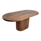 Table à manger ovale en bois de manguier brun avec pied central – 240x110 cm