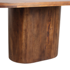 Table à manger ovale en bois de manguier brun avec pied central – 240x110 cm