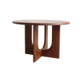 Table ronde en bois massif brun pied sculptural croisé – Ø120 cm