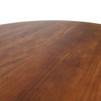 Table ronde en bois massif brun pied sculptural croisé – Ø120 cm