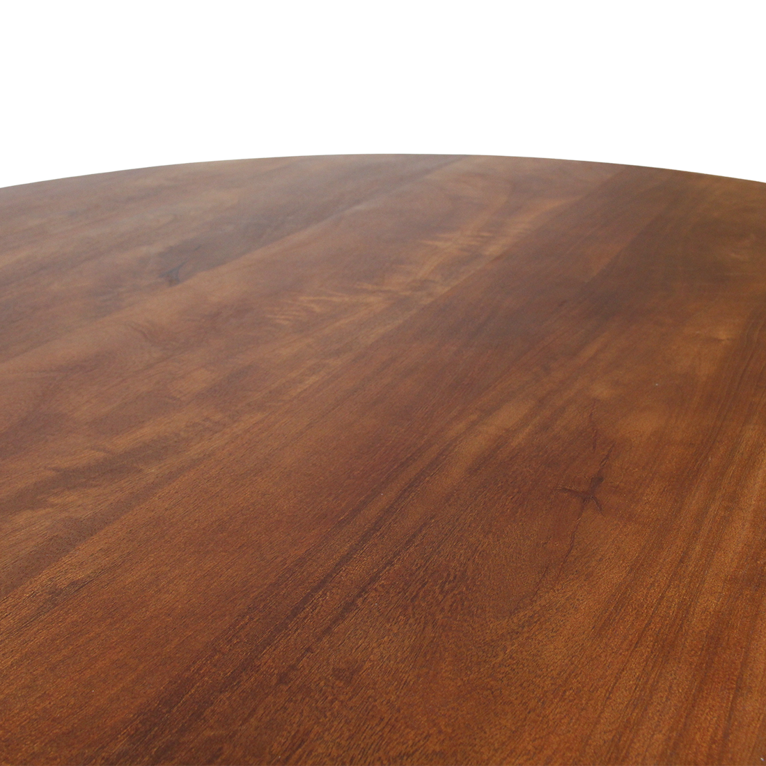 Table ronde en bois massif brun pied sculptural croisé – Ø120 cm