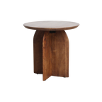 Table d’appoint ronde en manguier brun piètement croisé – Ø50 cm