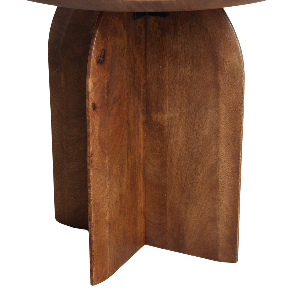Table d’appoint ronde en manguier brun piètement croisé – Ø50 cm