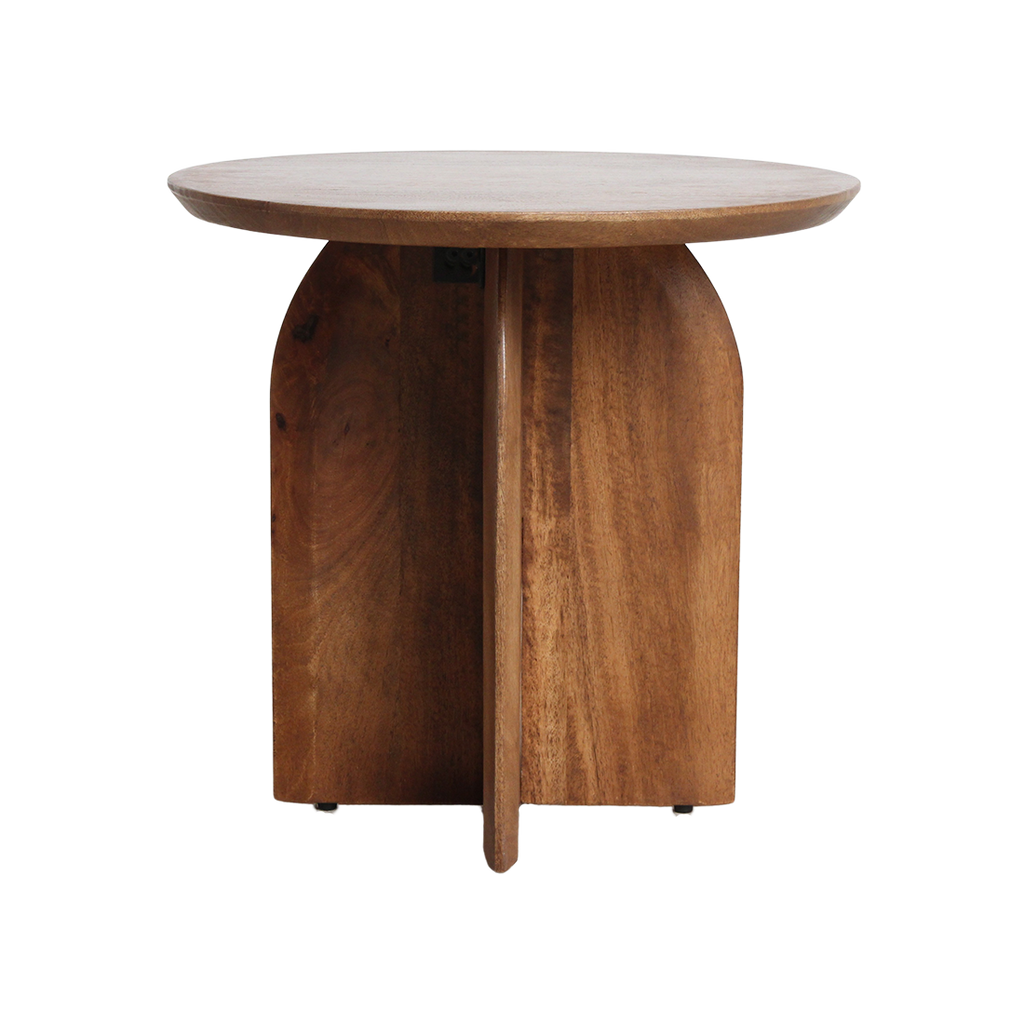 Table d’appoint ronde en manguier brun piètement croisé – Ø50 cm
