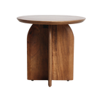 Table d’appoint ronde en manguier brun piètement croisé – Ø50 cm