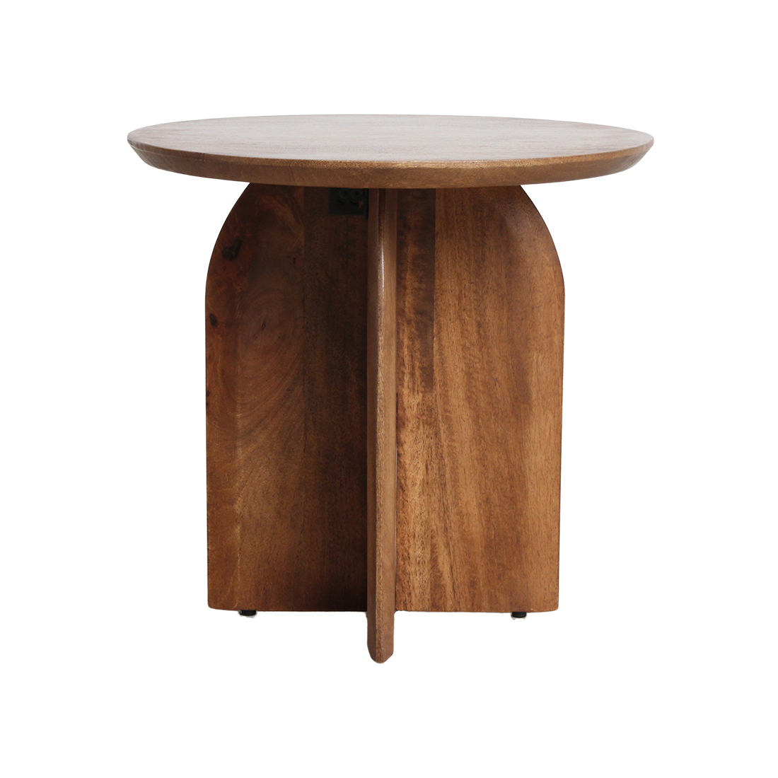 Table d’appoint ronde en manguier brun piètement croisé – Ø50 cm
